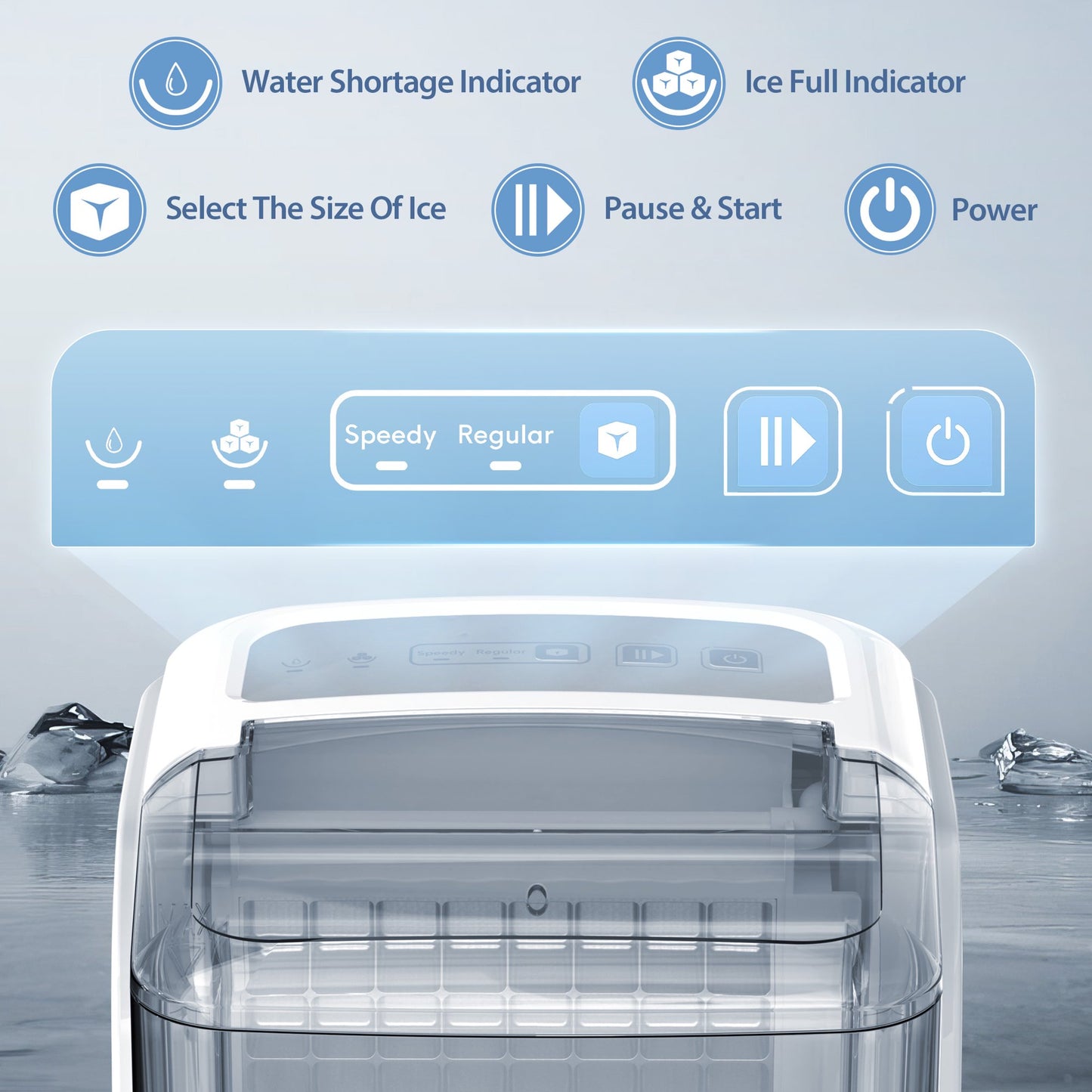 Auseo Ice Makers Countertop, 33lbs/24H, w/Ice Basket, 2 Sizes of Nugget,Sliver