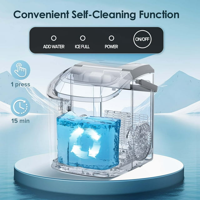 Auseo Nugget Ice Maker Countertop, 33lbs/24H, Self-Cleaning Function, Portable Ice Machine for Home/Office/Party- (Gray)