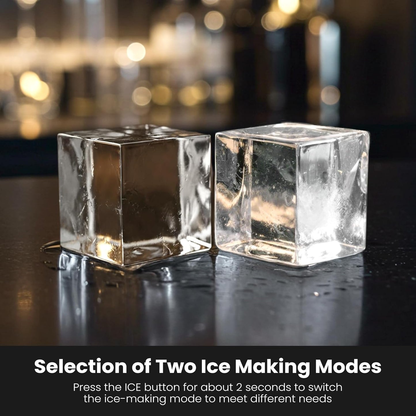 Auseo Clear Cubic Ice Makers,9 Crystal Clear 1.6" Ice Cubes per Hour,Quiet Countertop Ice Maker with Self-Cleaning,for Cocktails, Whiskey,24h Timer,ETL Listed