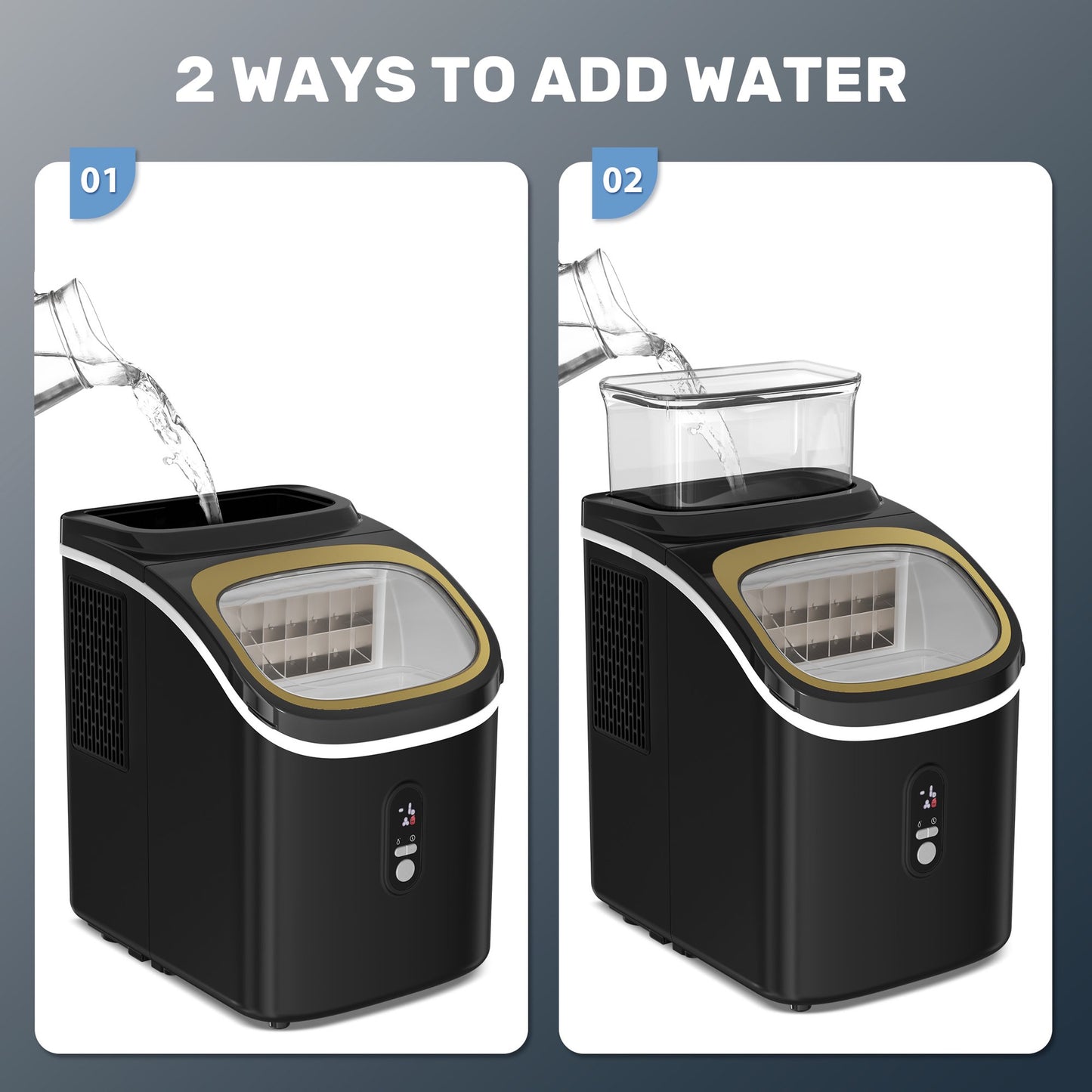 Auseo Nugget Ice Maker Countertop , Self-Cleaning Function, for Party/Kitchen/Office, Black