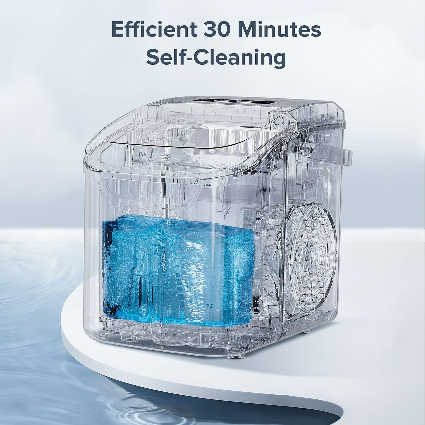 Auseo Portable Ice Maker Machine, Ice Maker Countertop with Handle, 26lbs/24H, 2 Sizes of Bullet Ice Cubes, 8Pcs/6-13Mins, Self-Cleaning, for Home/Office/Party, Black