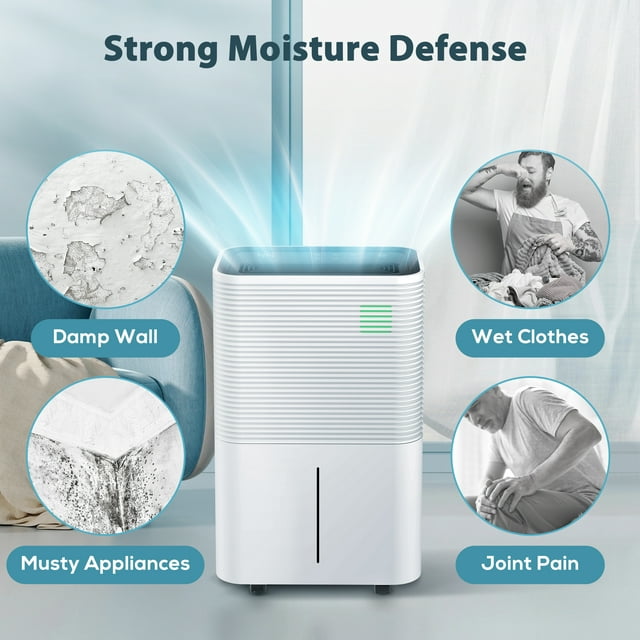 Auseo 45 Pints Dehumidifiers with handle, Dehumidifier with Drain Hose, 3 Operation Modes, 24H Timer, Portable Dehumidifier for Basement/Bathroom/Laundry Room