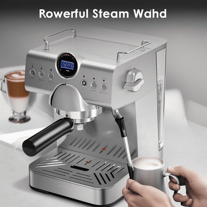 Auseo Pro Espresso Machine with Cold Brew & Milk Frother, 20-Bar Pressure Coffee Maker, Smart LED Display & Compact Stainless Steel Design for Lattes/Cappuccinos
