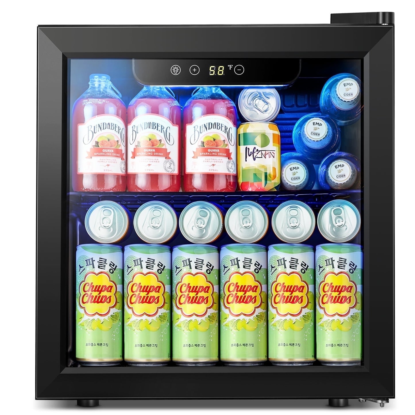 Auseo 1.3 Cu.ft. Mini Beverage Refrigerator Cooler - 55 Can &12 Bottle Mini Fridge with Double Glass Door, for Home/Bar/Office, Electronic touch control