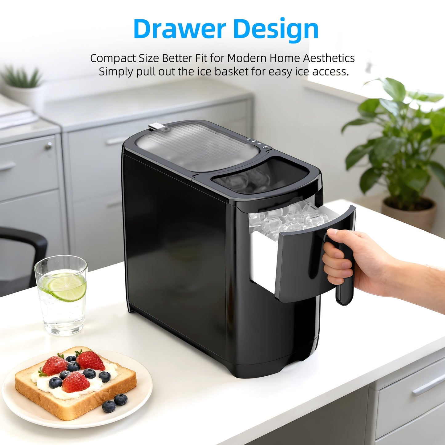 Auseo Portable Ice Maker Countertop, 18lbs/24H,  6Pcs/6Mins, Self-Cleaning, for Home/Office/Party, Black