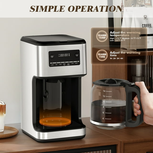 Auseo 14-Cup Drip Coffee Maker，suitable for home kitchen, coffee shop