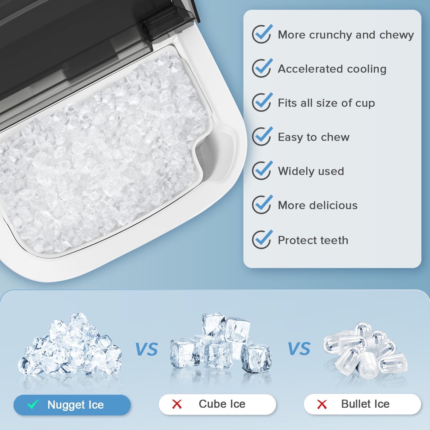 Auseo 35Lbs Nugget Ice Maker Countertop, Self-Cleaning with Ice Scoop, for Home/Office/Bar, Black