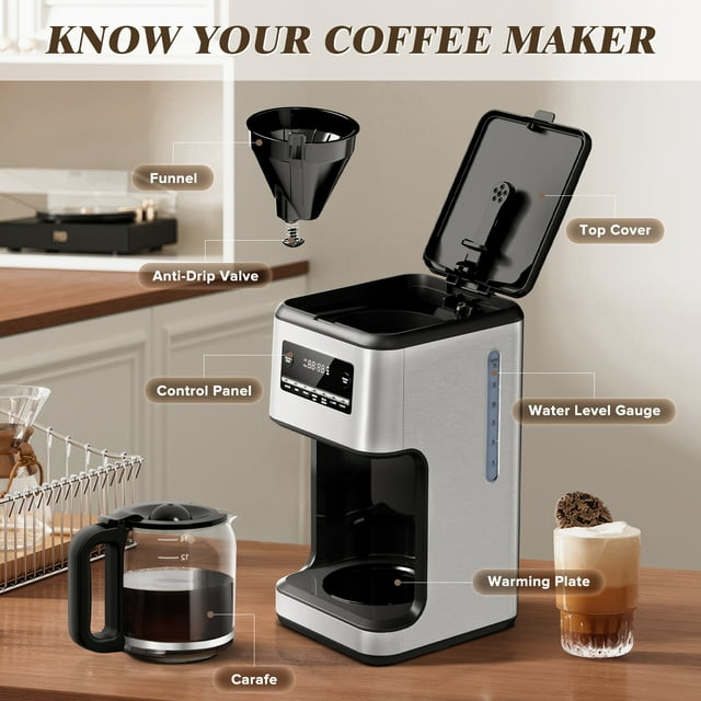 Auseo 14-Cup Drip Coffee Maker，suitable for home kitchen, coffee shop