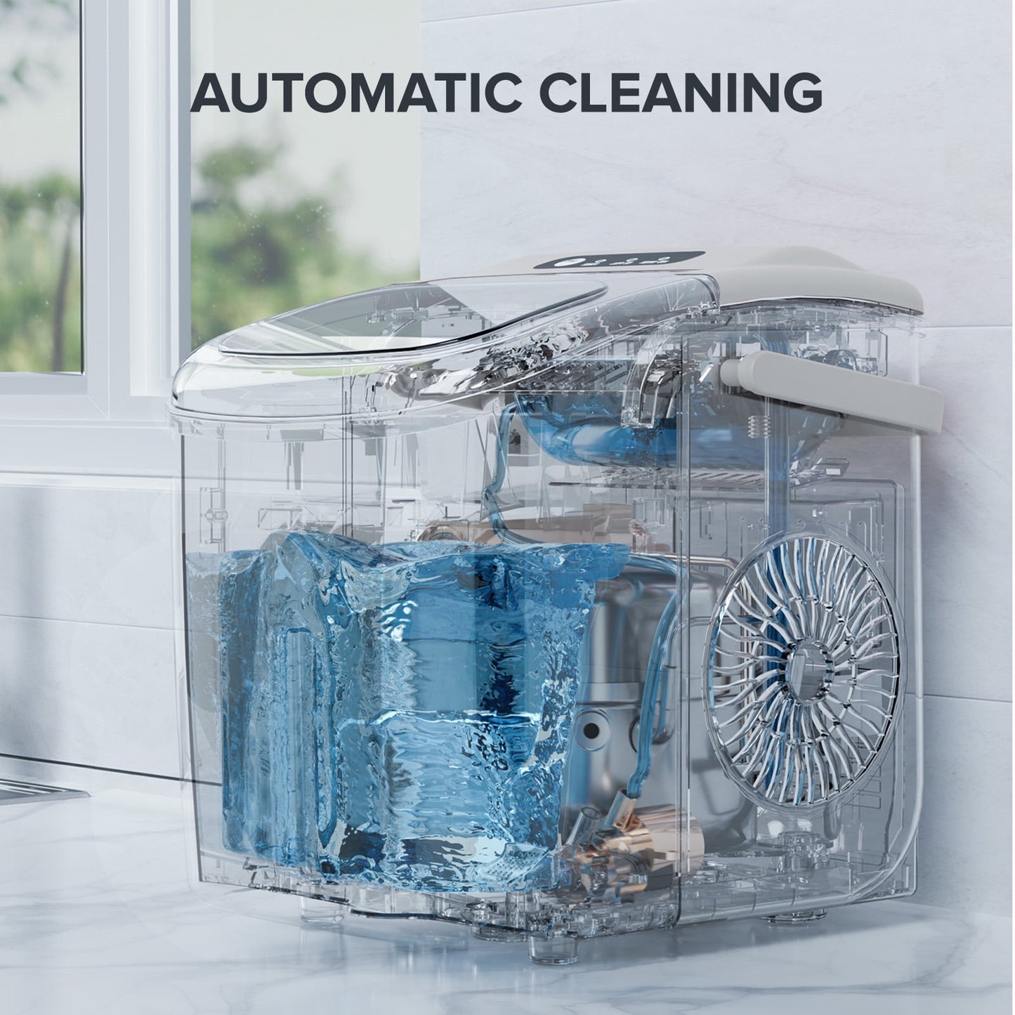 Auseo Countertop Ice Maker 26lbs/24H, 9 Bullet Ice Make in 6 Mins, Portable Ice Machine with Self-Cleaning, Gray
