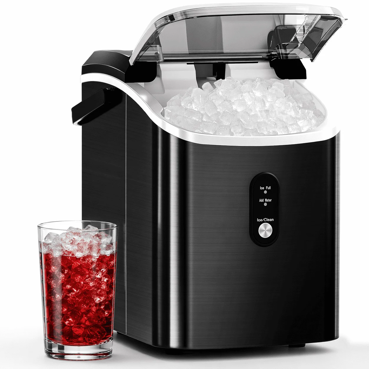 Auseo Nugget Ice Maker Countertop, Ready in 6 Mins ,35Lbs Each day with Self-Cleaning,Portable Sonic Ice Machine for Home/Office/Bar, Black