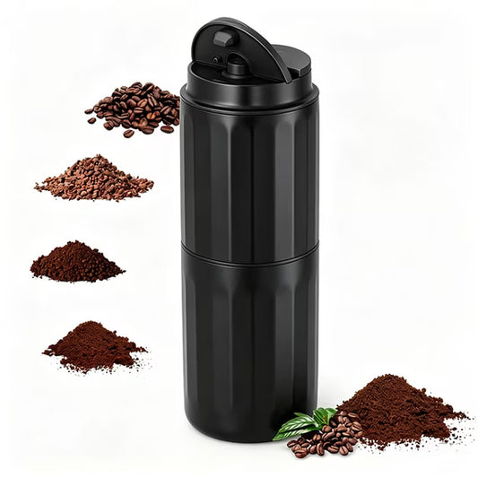 Auseo Portable Coffee Grinder & Brewer Combo, 5-Speed Adjustable Electric Grinder with Insulation, Perfect for Iced Americano, Travel & Office Use, Ideal Gift for Coffee Lovers (Black)