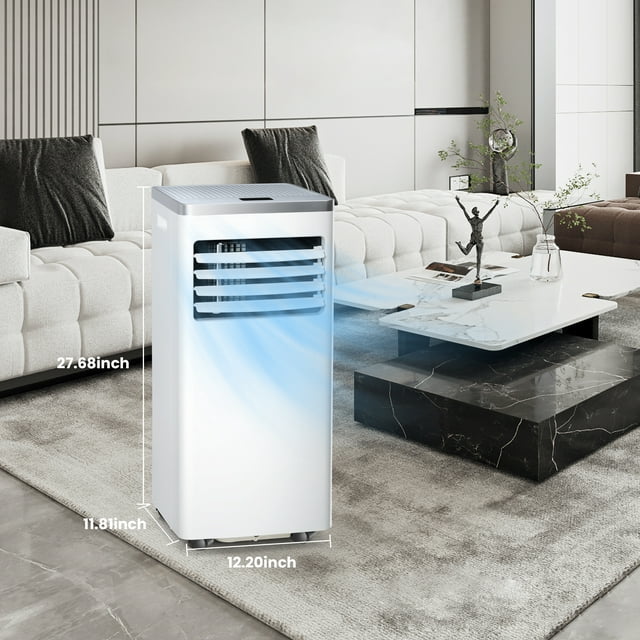 Auseo 6,000 BTU ( 10,000 BTU ASHRAE ) Portable Air Conditioners Cools up to 450 Sq.ft, Portable AC Built-in Cool, Dehumidifier, Fan Modes, Remote Control/Installation Kits-White