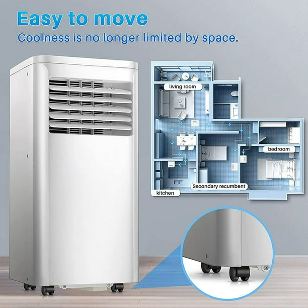 Auseo 5000 BTU (8000 BTU ASHRAE) Portable Air Conditioner, AC, Cools 200sq. ft, 24H Timer, Quiet Operation, Window Fan, 2 Fan Speed for Bedroom Office Home