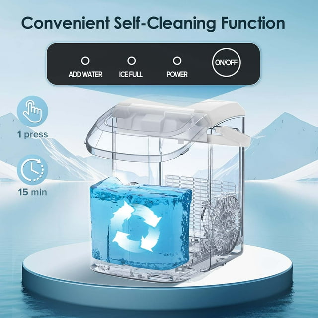 Auseo Nugget Ice Maker Countertop, 33lbs/24H, Self-Cleaning Function, Portable Ice Machine for