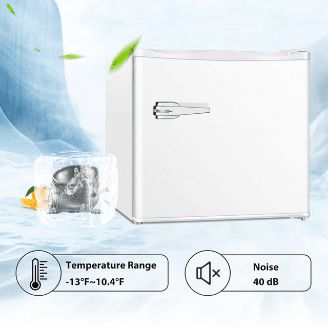 Auseo 1.2 Cu.ft Upright Compact Freezer, Mini Freezer with Handle, Reversible Single Door, Energy Saving & Adjustable Temperature & Quiet Operation for Dorm/Home/Office/Apt-White