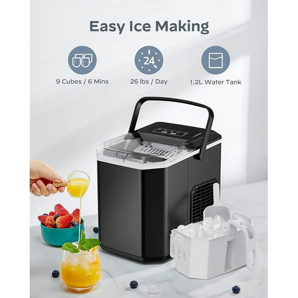 Bullet Ice Maker,Grey,9 Cube/6 Min,self-cleaning,Basket,Counter top,new