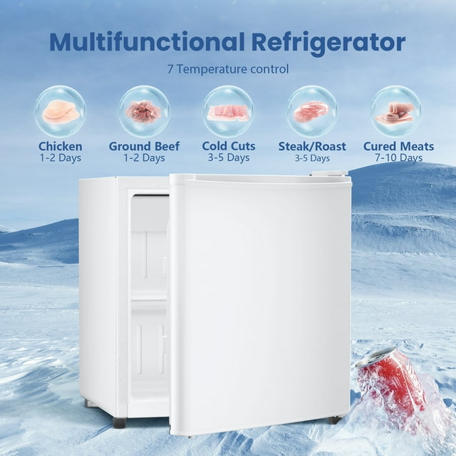 Auseo 1.7 cu.ft. Compact Refrigerator Mini Fridge, Retro Style, Low Noise & Energy Saving, Adjustable Temperature, for Kitchen/Office/Apartment/Dormitory-White