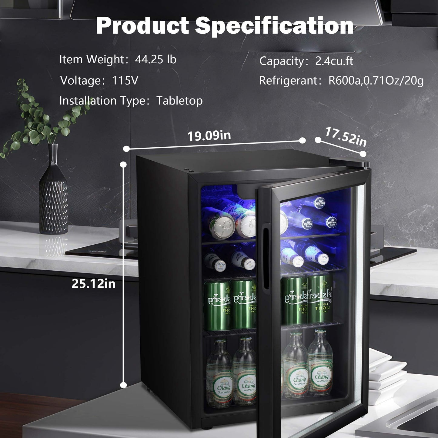 Auseo 85 Can Wine and Beverage Refrigerator Cooler, Mini Compact Fridge with Glass Door,for Home/Office/Dorm, Black