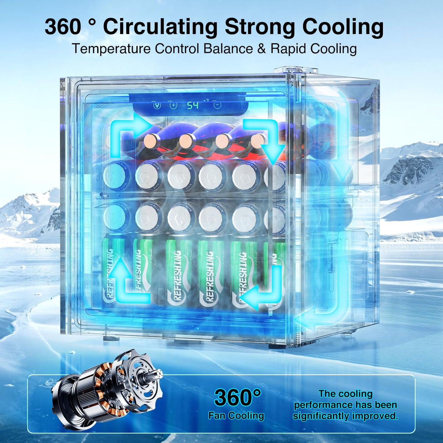 Auseo 55 Cans Mini Beverage Refrigerator & Wine Cooler with Seamless Stainless Steel Glass Door, Mini Fridge for Bedroom /Home/Office