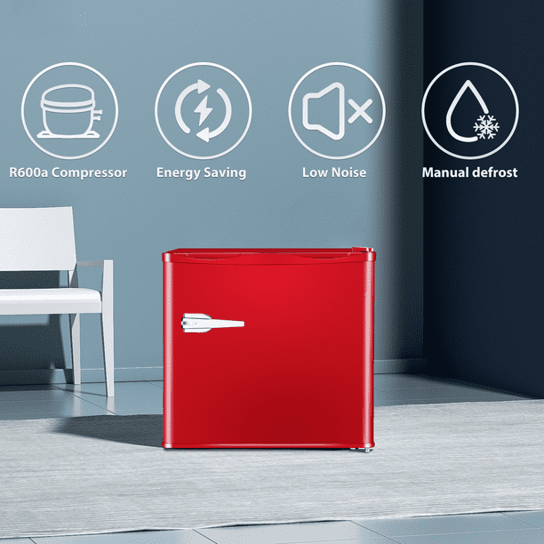 Auseo Mini Upright Freezer Compact Refrigerators，1.2Cu.ft Small Stand up Freezer for Home Office, Red