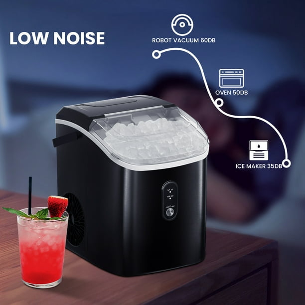 Auseo Nugget Ice Maker Countertop, 33lbs/24H, Self-Cleaning Function,  Portable Ice Machine for Home/Office/Party- (Black) 
