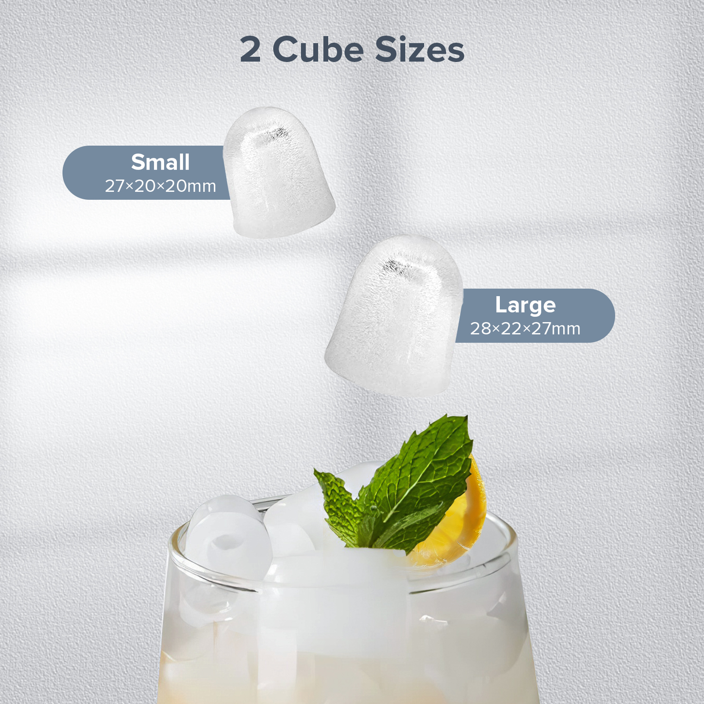 Auseo Portable Ice Maker Countertop, 2 Sizes of Bullet Ice Cubes, Self-Cleaning Ice Machine with Handle for Kitchen/Office/Bar/Party, White