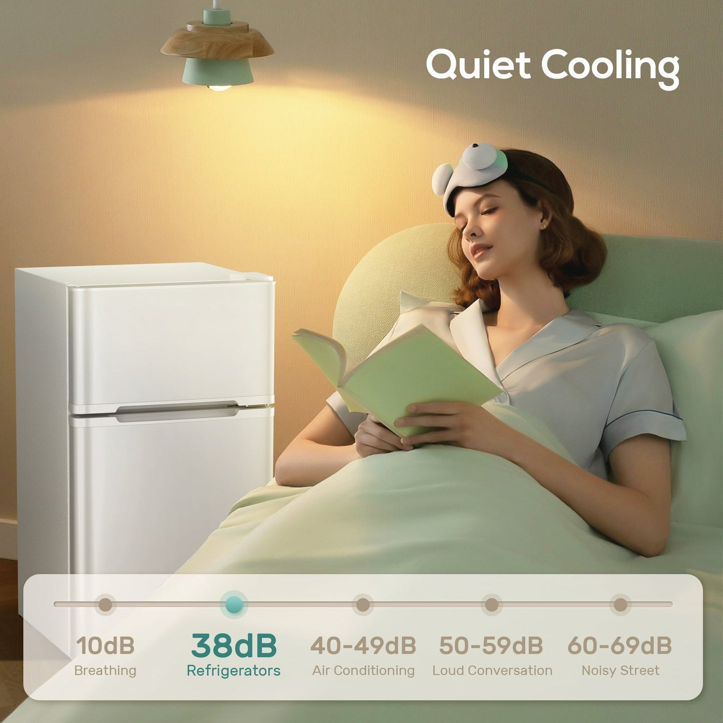 Auseo 2 Door 3.2 Cu.Ft Mini Fridge Adjustable Temperature Refrigerators with Removable Shelves, Suitable for Home/Kitchen/Office/Dorm, White
