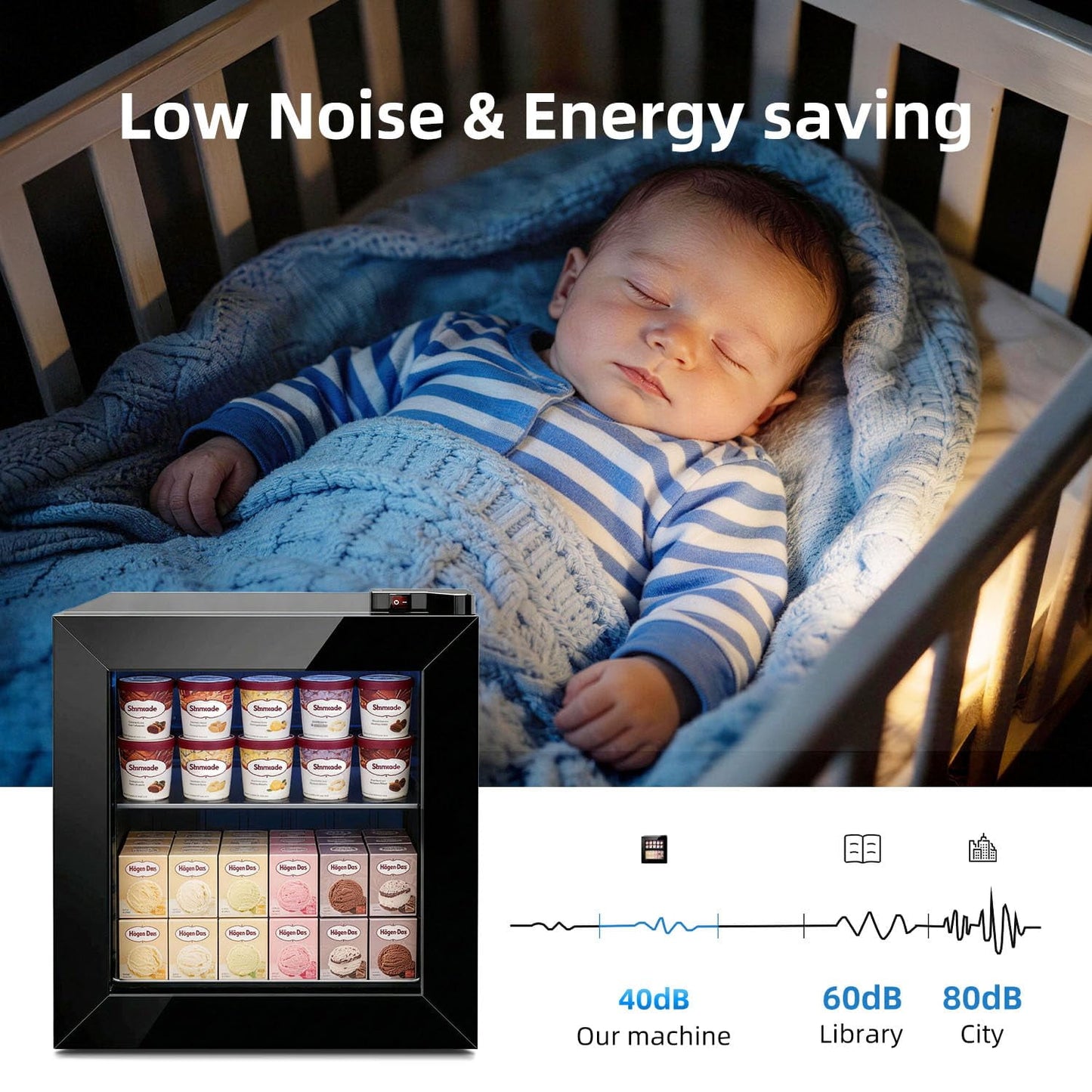 Auseo 1.1 Cu Ft Upright Display Freezer, Compact Countertop Mini Freezer for Ice Cream/Liquor/POS/home