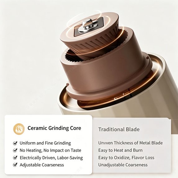 Auseo Portable Coffee Grinder & Brewer Combo, 5-Speed Adjustable Electric Grinder with Insulation, Perfect for Iced Americano, Travel & Office Use, Ideal Gift for Coffee Lovers (Black)