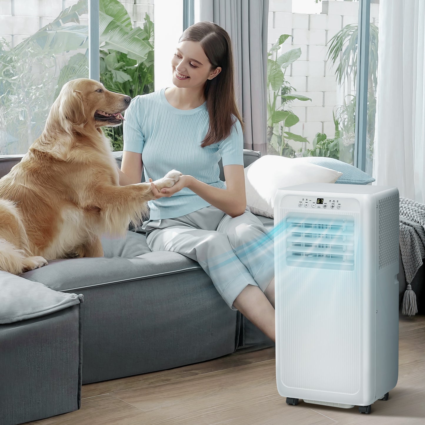 Auseo 5000BTU (8000 BTU ASHRAE) Portable Air Conditioner, Dehumidifier, Fan, 3 in 1 AC with 24-Hour Timer