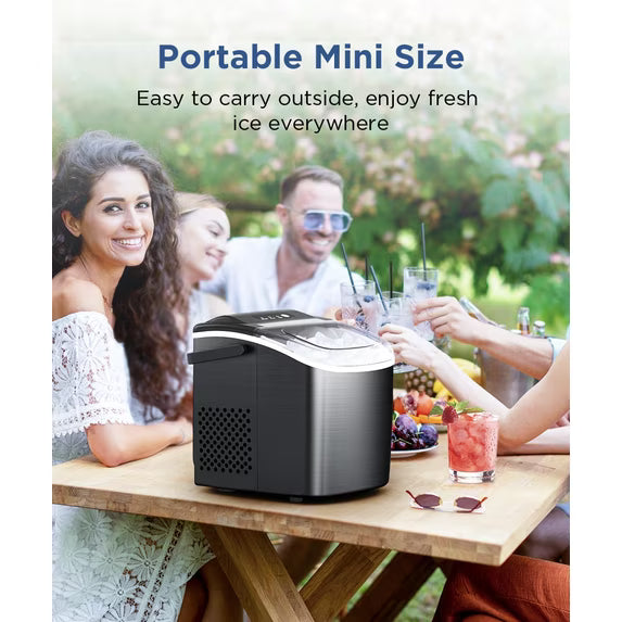 Auseo Countertop Ice Maker 26lbs/24H, 9 Bullet Ice Make in 6 Mins, Portable Ice Machine with Self-Cleaning, Black