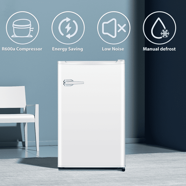 AUSEO Auseo 2.3 Cu.ft Single Door Mini Freezer, Upright Compact Freezer with Retro Handle & Removable Shelf & Adjustable Temperature Control, Low Noise for Home/Office/Dorm/Apt-White