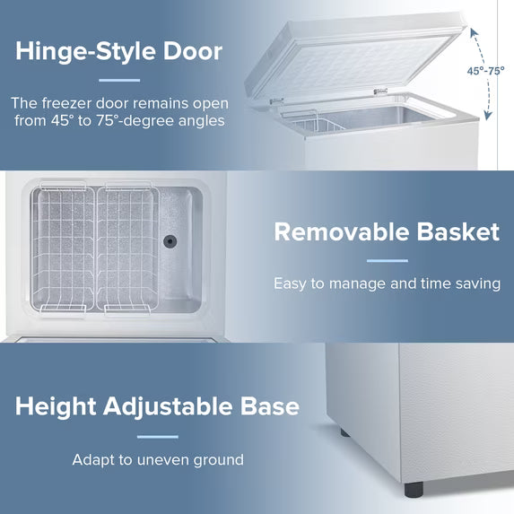 AUSEO Compact Freezer 3.5 cu ft Environmental Chest Freezer, Mini Freezer with 7 Gear Adjustable Temperature, Removable Storage Basket, Energy Saving, White