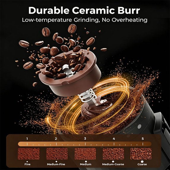 Auseo Portable Coffee Grinder & Brewer Combo, 5-Speed Adjustable Electric Grinder with Insulation, Perfect for Iced Americano, Travel & Office Use, Ideal Gift for Coffee Lovers (Black)