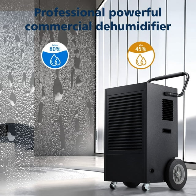 Auseo 7500 sq.ft 190 pint/day Commercial Dehumidifier for Basement with Drain Hose and Pump, Day Dehumidifier for Commercial Spaces, with Auto or Manual Drainage