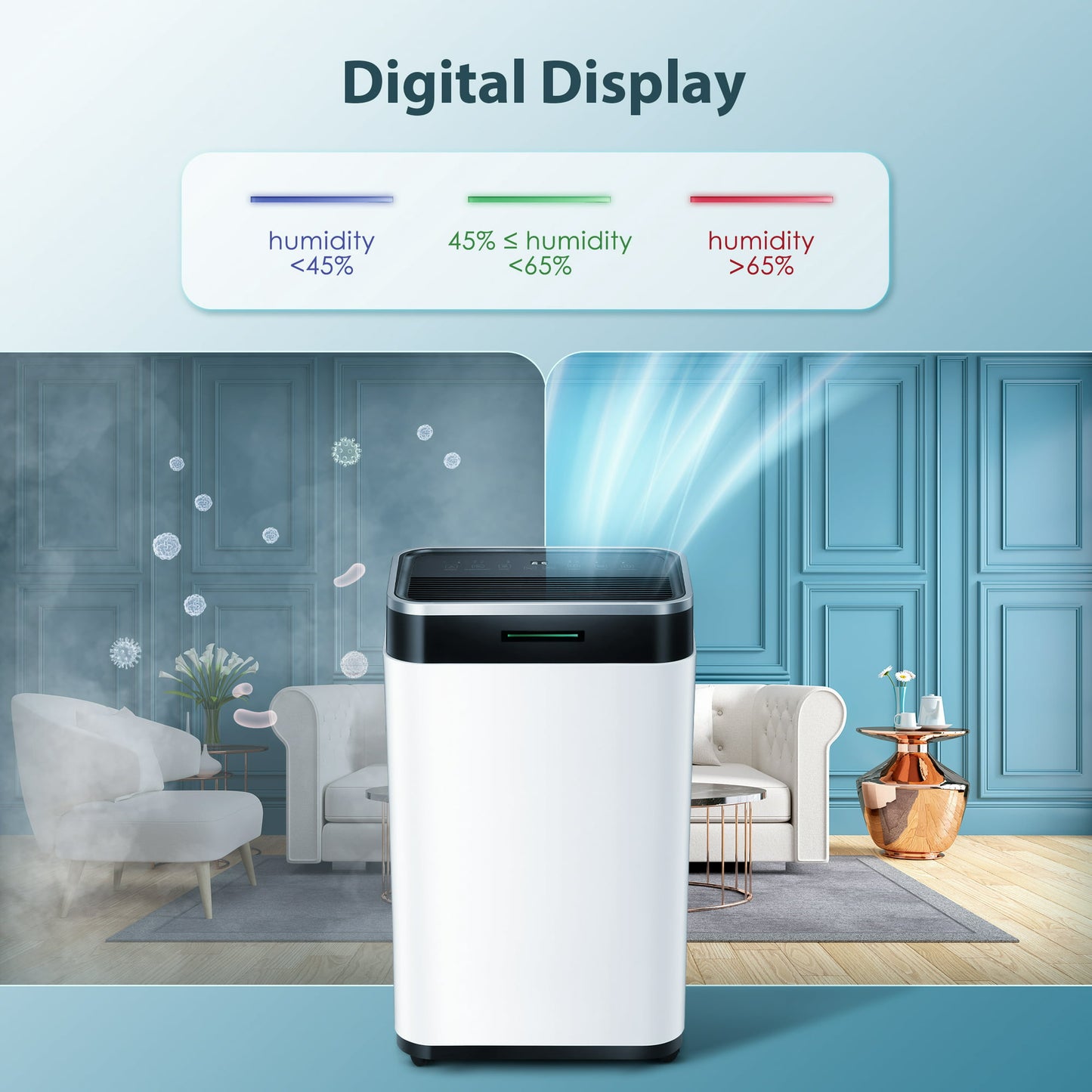 Auseo 50 Pint Dehumidifier with Drain Hose, 3 Operation Modes, 24H Timer, Basement/Bathroom/Laundry Room