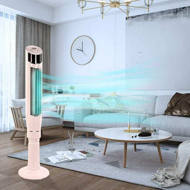 Auseo Tower Fan 360°Oscillating Fan Quiet Cooling 24H Timer Remote Control Powerful Standing 8 Wind Speed 3 Wind Modes Bladeless Floor Fans Portable LED Display, Bedroom Office 59-Inch pink