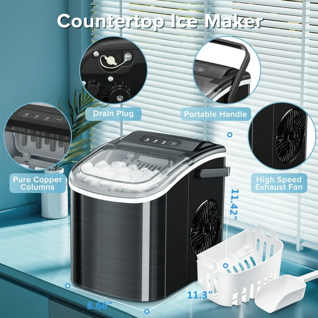 26lbs Small Portable Countertop Ice Maker Machine For Home & Office 