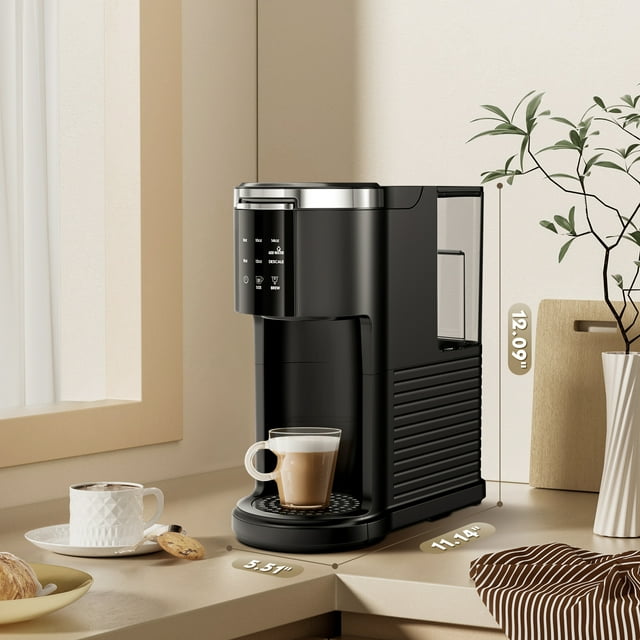 AUSEO Pod Coffee Machine. Coffee Maker 2-in-1 Single Serve Coffee Machine, Black