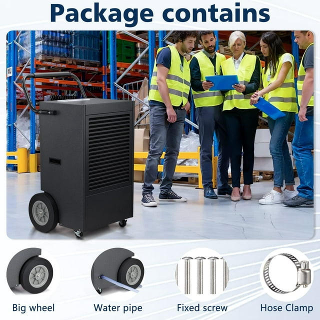 Auseo 7500 sq.ft 190 pint/day Commercial Dehumidifier for Basement with Drain Hose and Pump, Day Dehumidifier for Commercial Spaces, with Auto or Manual Drainage