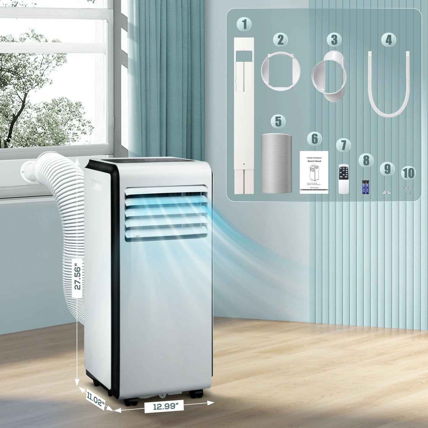 Auseo 5000 BTU (8000 BTU ASHRAE) Portable Air Conditioner, 3-in-1 Air Cooler, Dehumidifier & Fan Mode