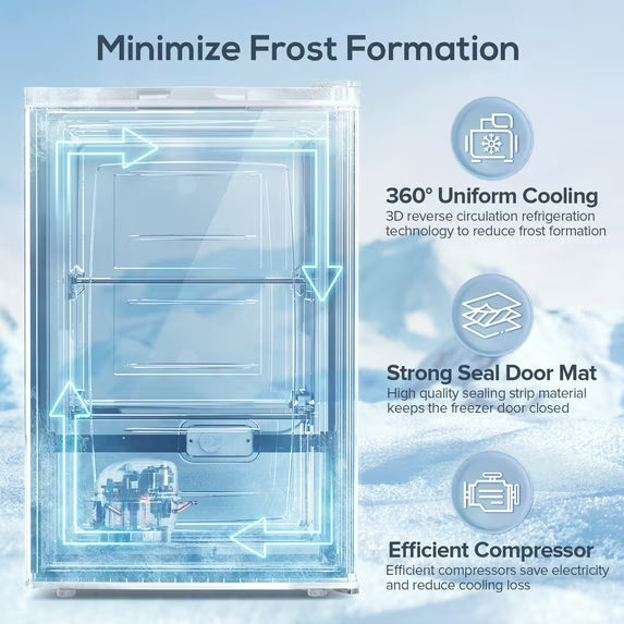 Auseo Mini Freezer Countertop, Energy Saving 3.0 Cu.ft, Single Door Compact Upright Freezer with Reversible Door for Home/Office/Kitchen-White
