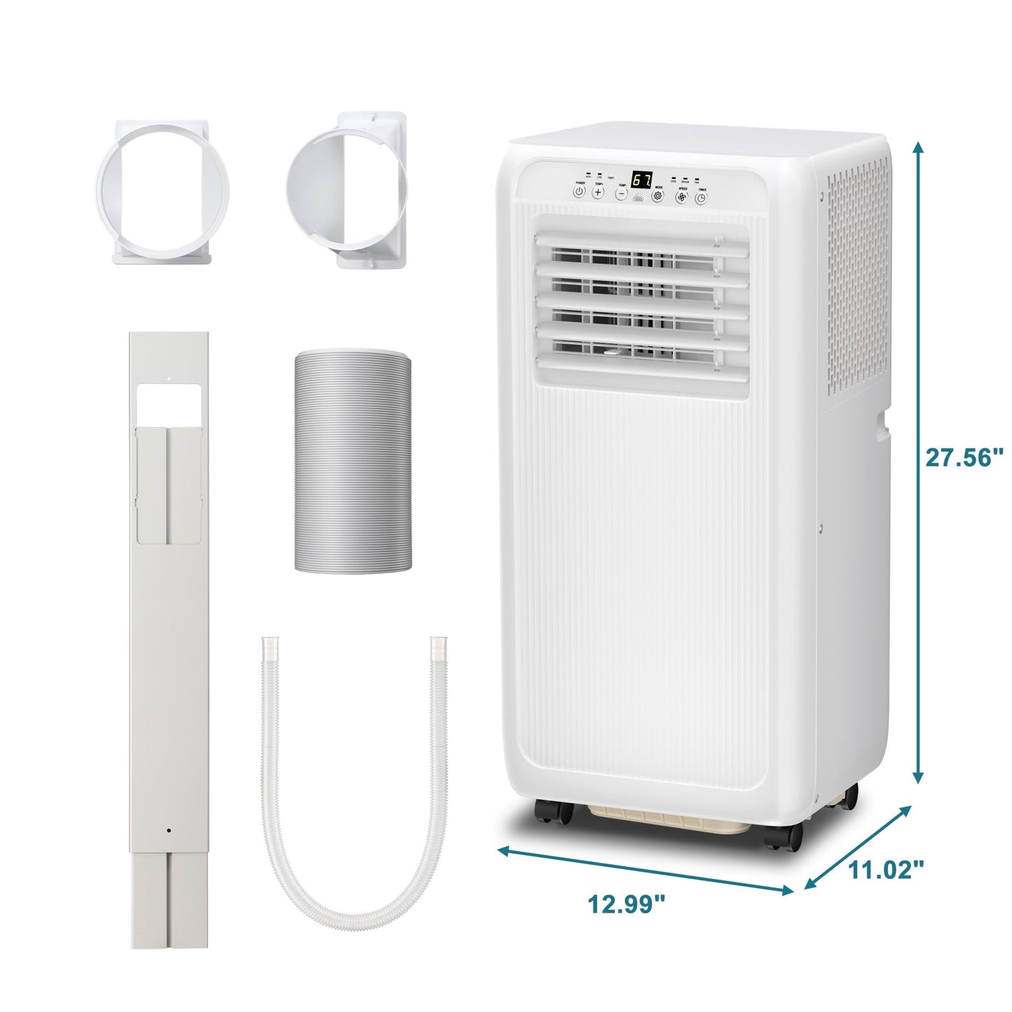 Auseo 8000BTU Portable Air Conditioner, Cooling 250 Square Feet, Dehumidifier/Fan/Cooler, White