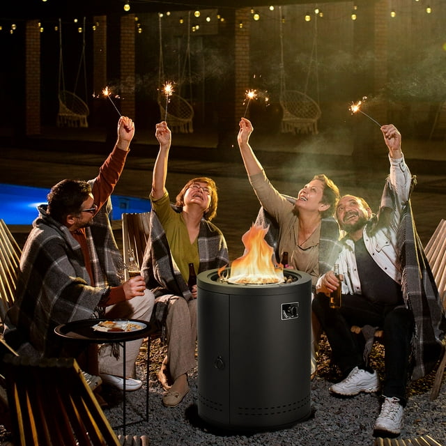 Auseo 20in Square Outdoor Fire Pit -Propane Metal Stove with Lava Rocks , 40000 BTU Heat Output, for Picnics/Bonfires/Patio Gardens