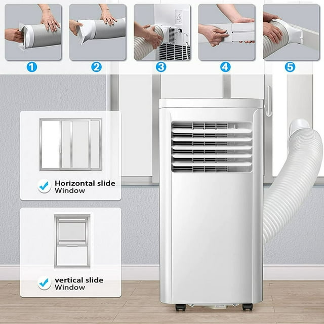 Auseo 5000 BTU (8000 BTU ASHRAE) Portable Air Conditioner, AC, Cools 250sq. ft, 24H Timer, Quiet Operation, Window Fan, 2 Fan Speed for Bedroom Office Home