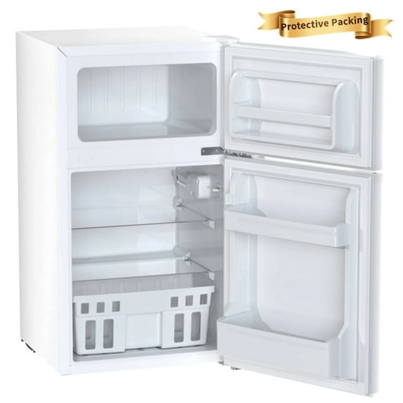 Auseo 3.2 Cu.Ft Mini Fridge 2 Door, Small Fridge 115 Volt/60 Hz, Low Noise Mini Refrigerator with Adjustable Temperature, Removable Shelves, Suitable for Home/Kitchen/Office/Dorm/Apt-White