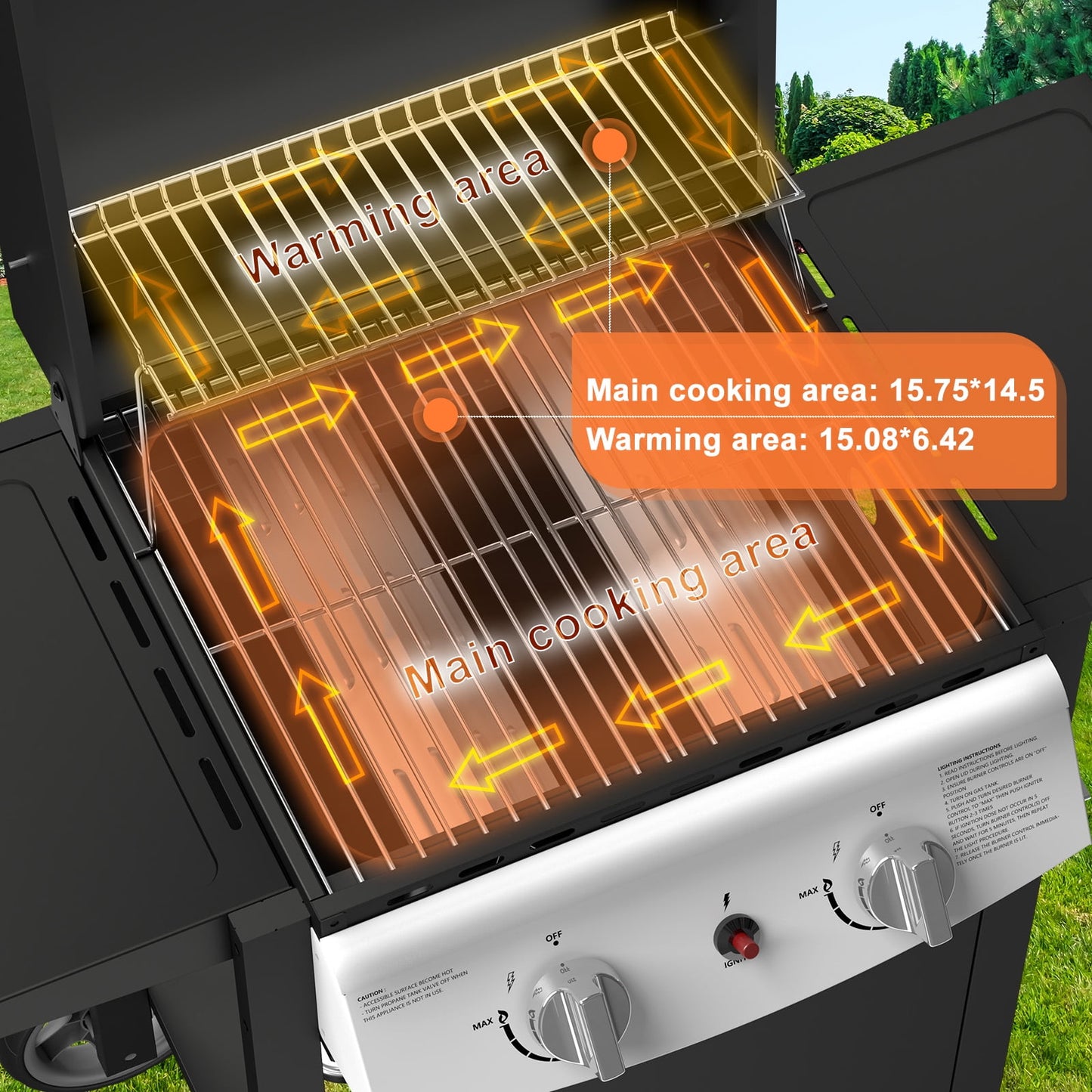 Auseo 2 Burner BBQ Propane Gas Grill Ideal for outdoor barbecues and patio dinners, 20000BTU