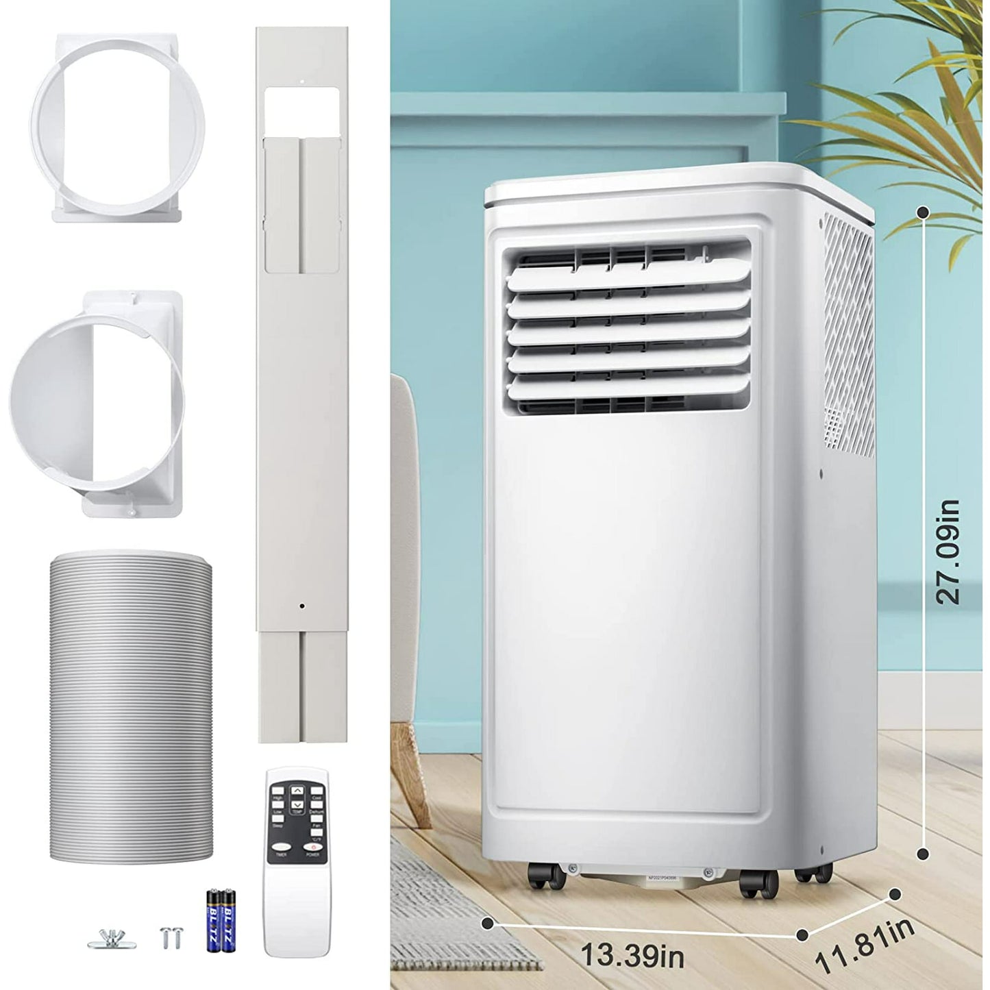 Auseo 6000BTU Portable Air Conditioner - Remote Control, Cools 300sq.ft, Quiet Operation, Window Fan - Bedroom, Office, Home, Dorm