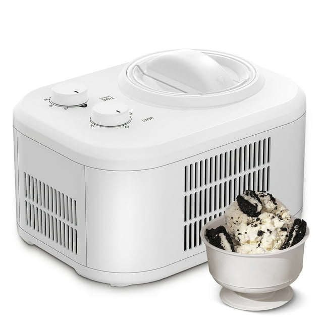 Auseo 1.0qt Ice Cream Maker - Compressor, Electric - No Pre-Freezing - Keep Cool Function - No Salt Needed - Includes Gelato, Sorbet, Frozen Yogurt - 1qt Capacity