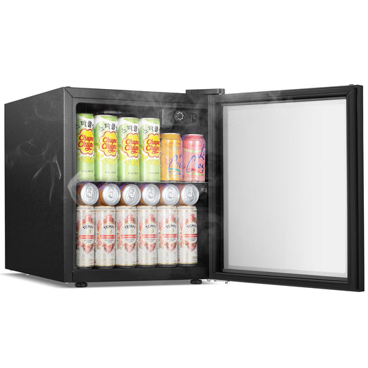 Auseo 1.3 Cu.ft Beverage Refrigerator Cooler - 12 Bottle & 48 Can Mini Fridge, Wine Cooler, Mini Drink Cooler Dispenser with Transparent Glass Door for Soda,Beer,Wine,Suitable for Home/Bar/Office